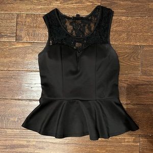 Black and Lace Peplum Tank Top